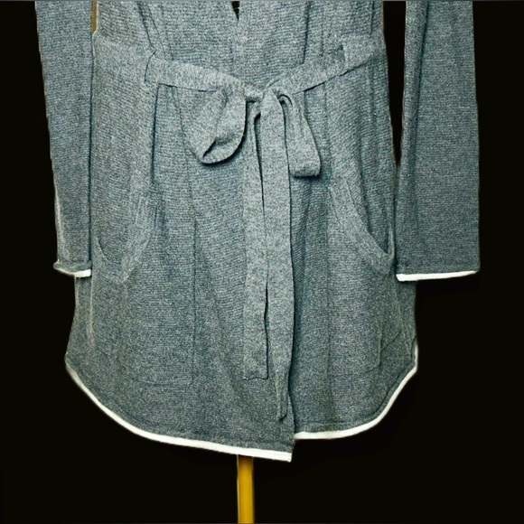Splendid Merino Wool Cashmere Blend Gray Cardigan with Tie Belt & Pockets, M - Picture 11 of 16